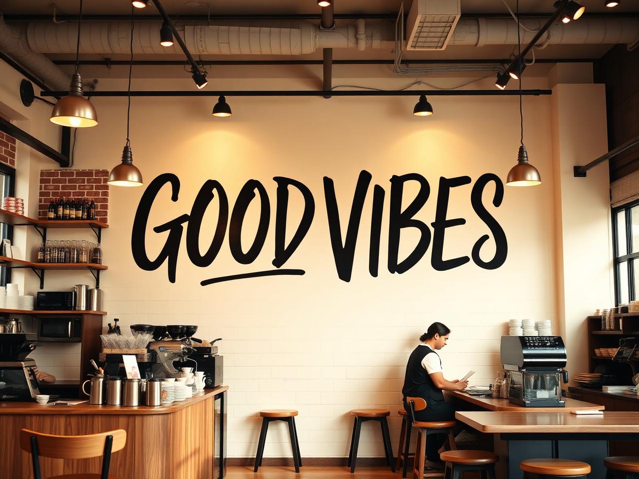 Lettering 'Good Vibes' — Coffee shop